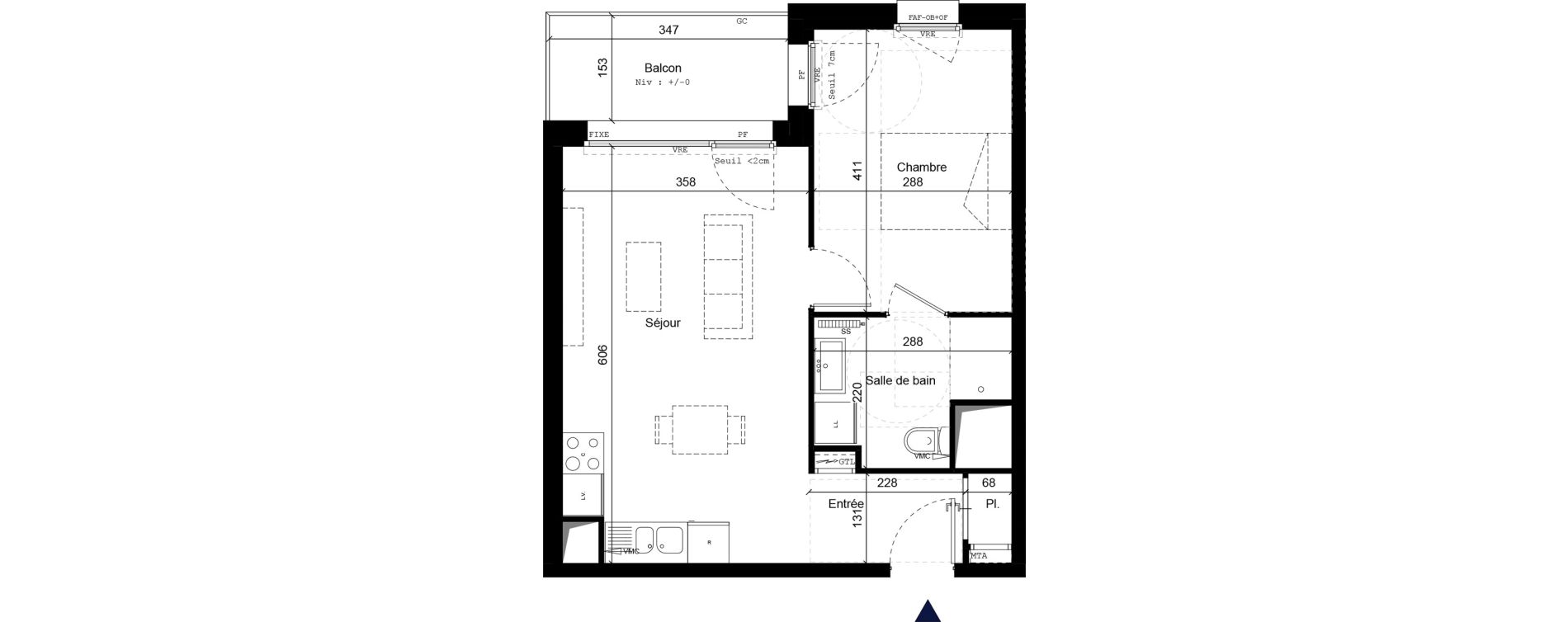 Appartement T2 de 41,93 m2 &agrave; B&eacute;thune Centre