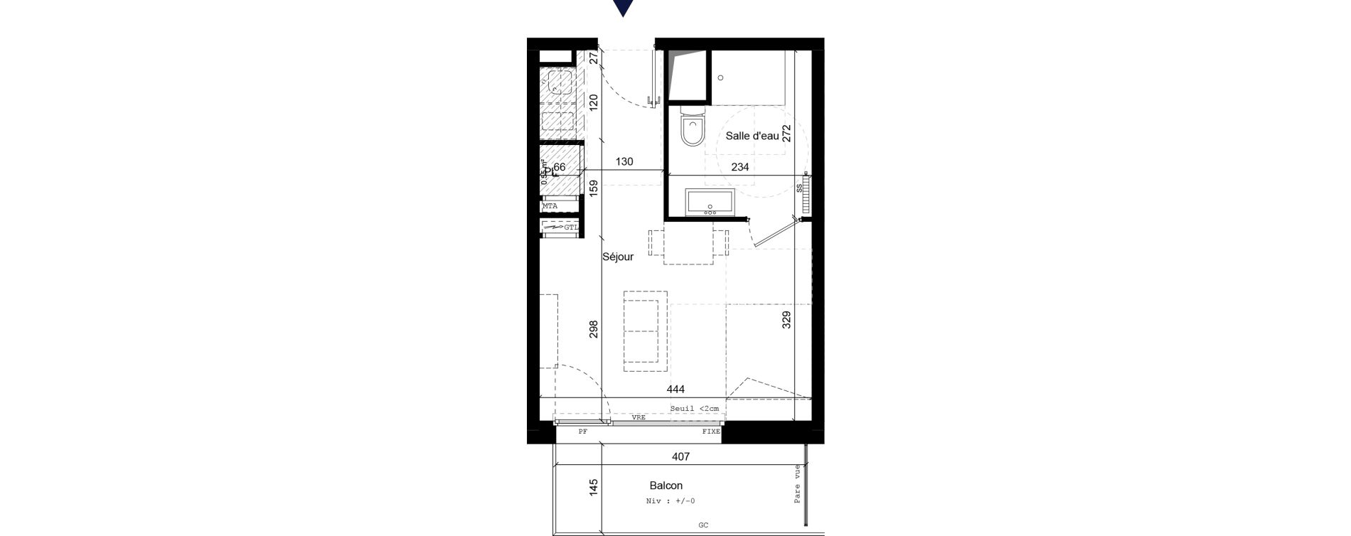 Appartement T1 de 25,05 m2 &agrave; B&eacute;thune Centre