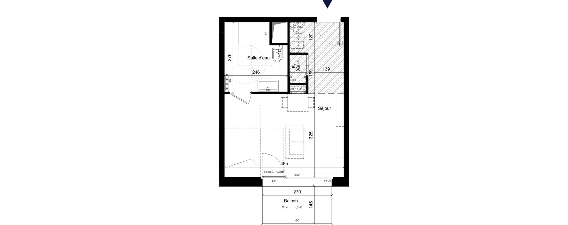 Appartement T1 de 26,48 m2 &agrave; B&eacute;thune Centre