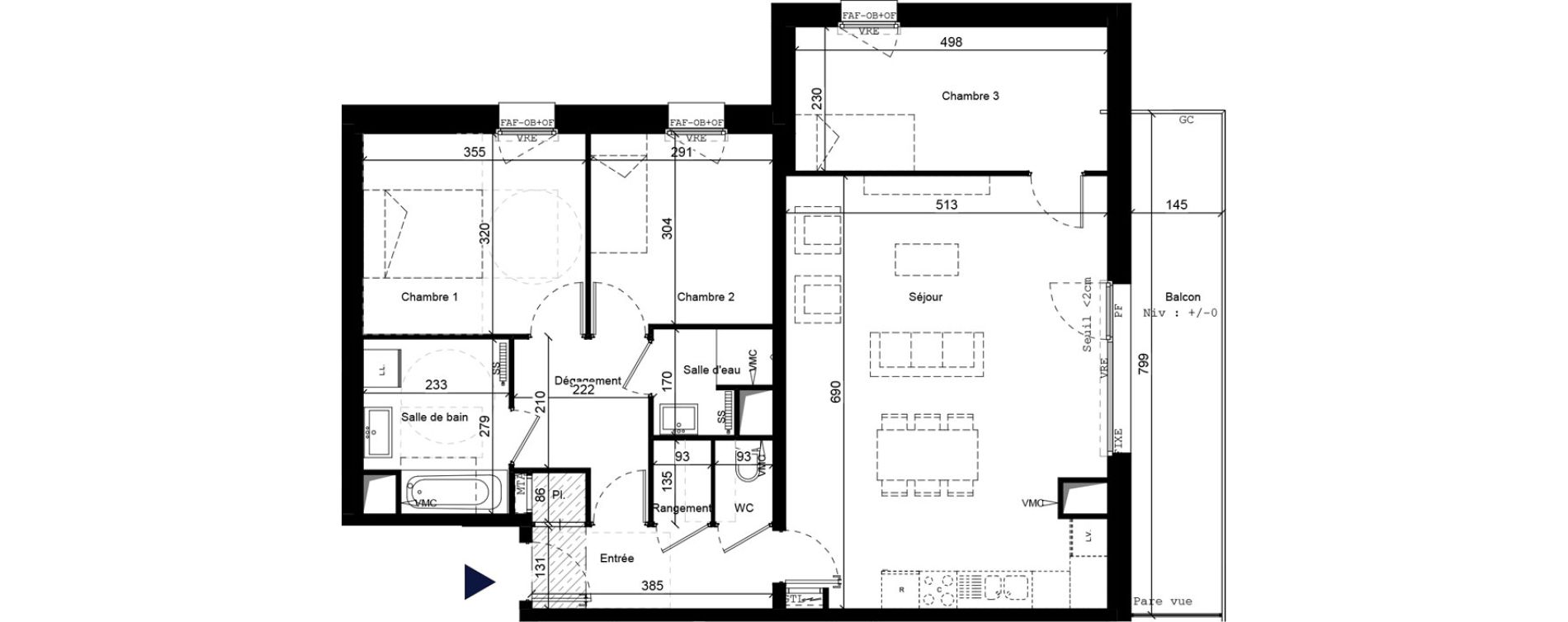 Appartement T4 de 88,70 m2 &agrave; B&eacute;thune Centre