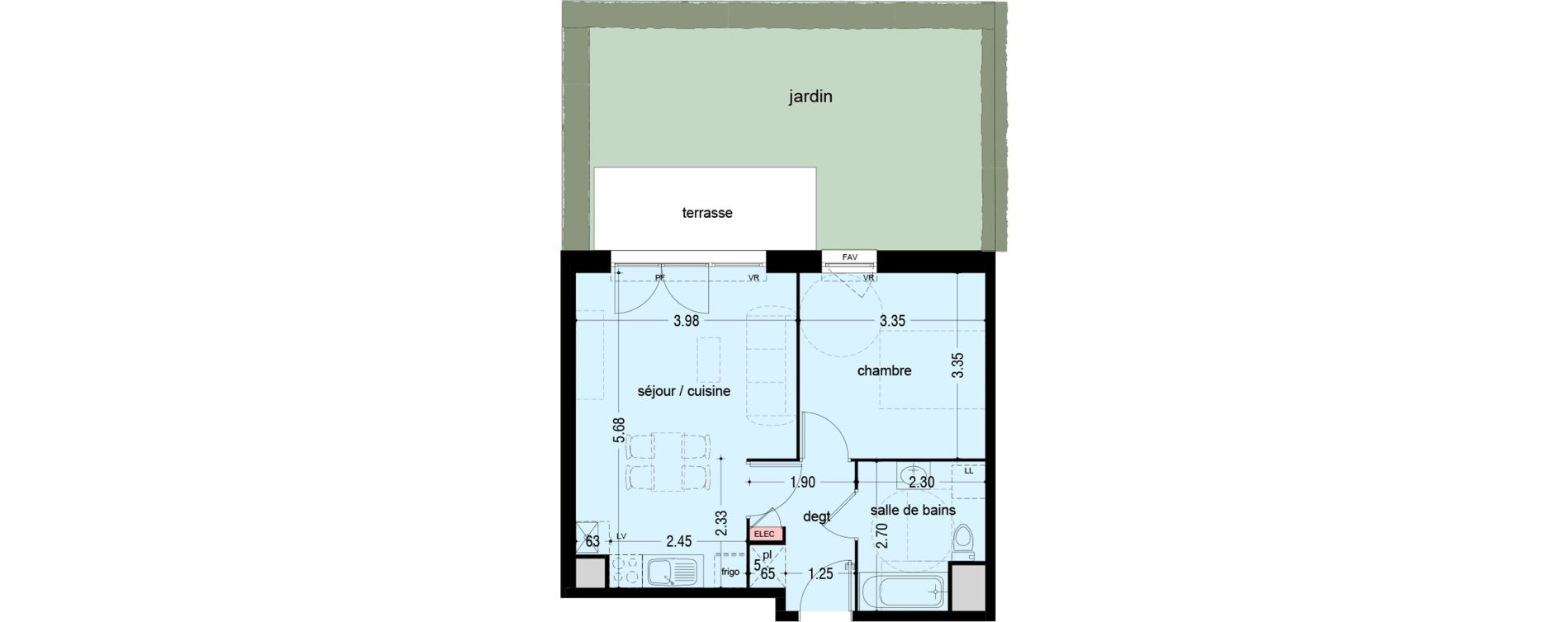 Appartement T2 de 41,63 m2 &agrave; B&eacute;thune Rue de lille - faubourg d'arras