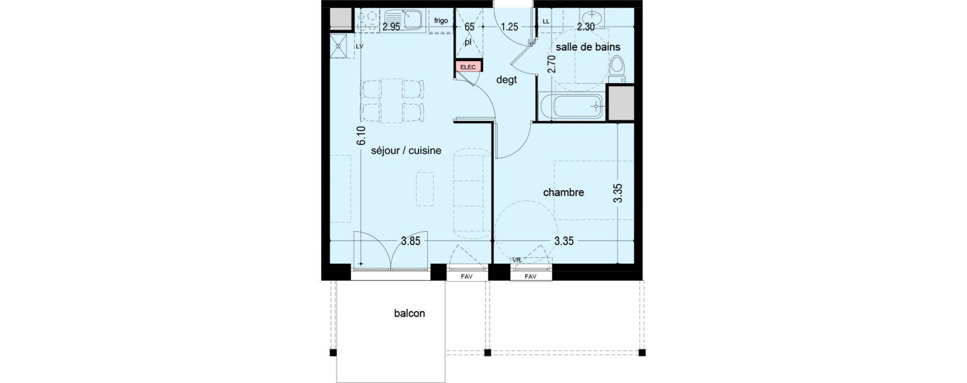 Appartement T2 de 42,40 m2 &agrave; B&eacute;thune Rue de lille - faubourg d'arras
