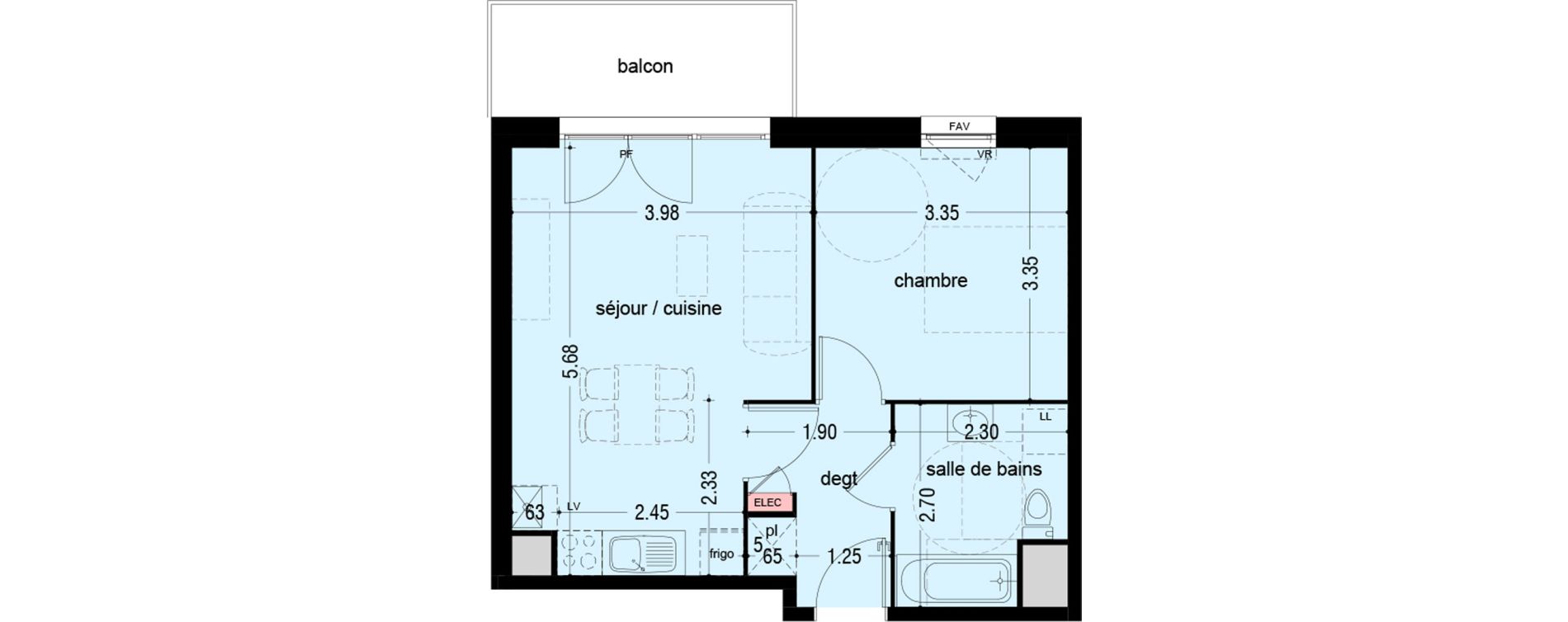 Appartement T2 de 41,63 m2 &agrave; B&eacute;thune Rue de lille - faubourg d'arras