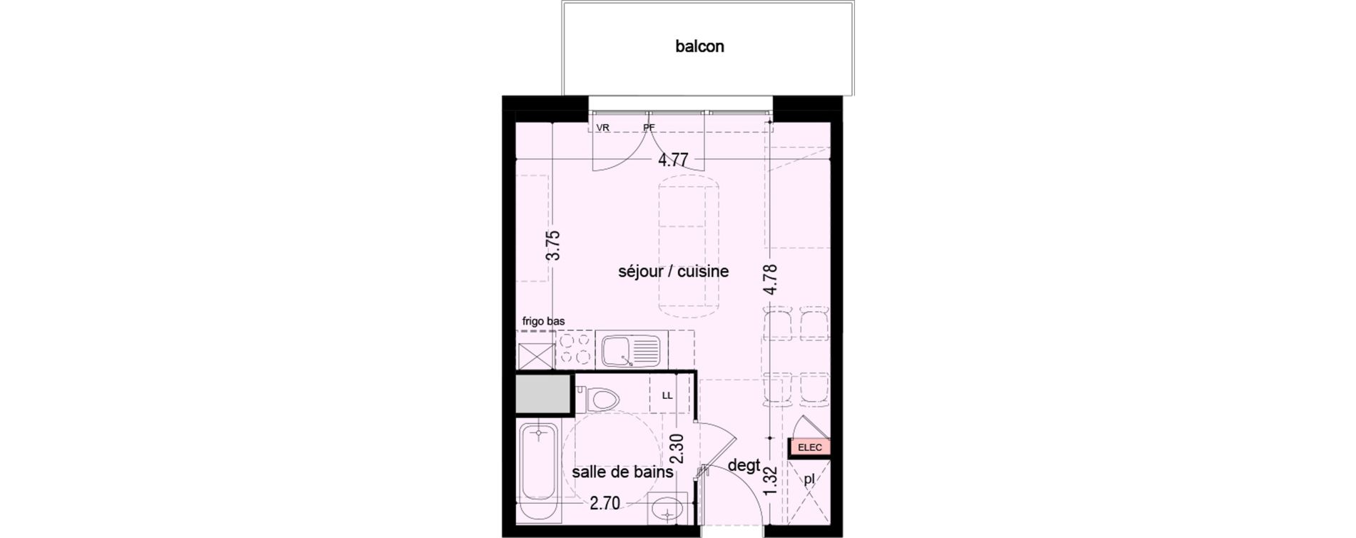 Appartement T1 de 28,04 m2 &agrave; B&eacute;thune Rue de lille - faubourg d'arras