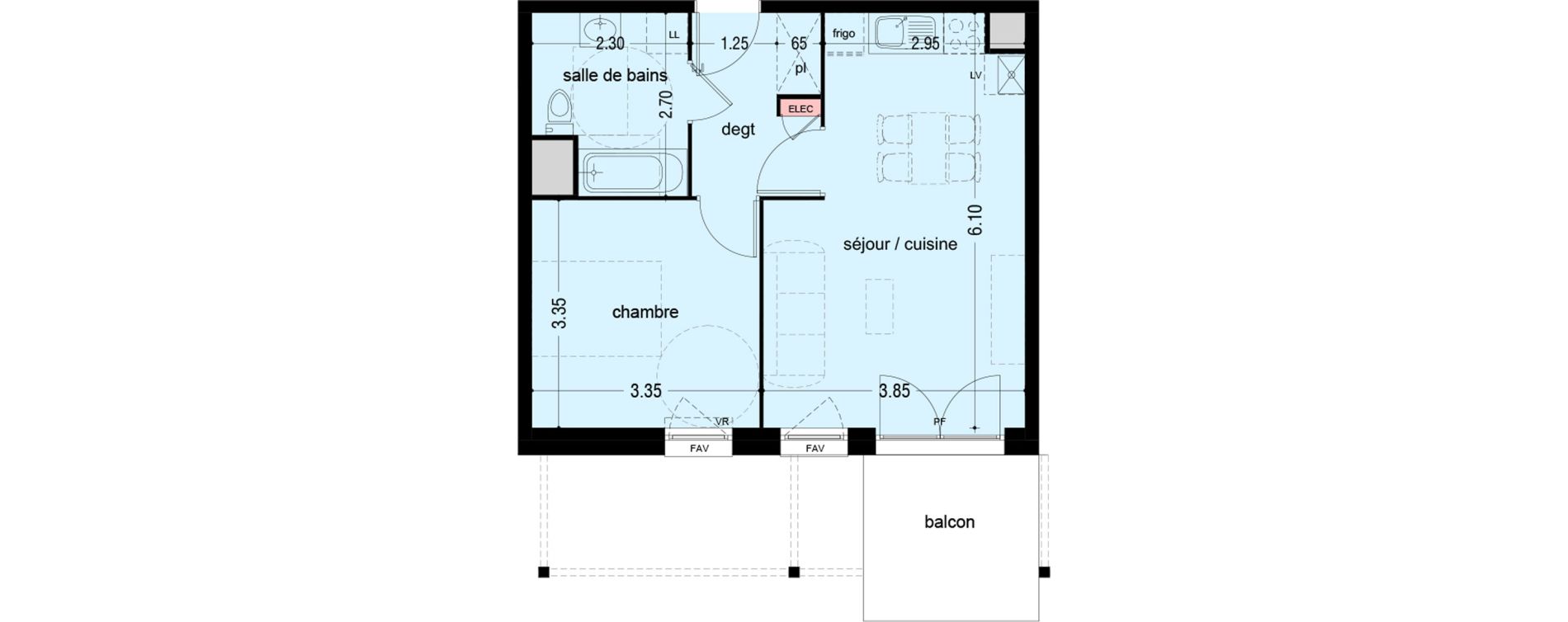 Appartement T2 de 42,40 m2 &agrave; B&eacute;thune Rue de lille - faubourg d'arras