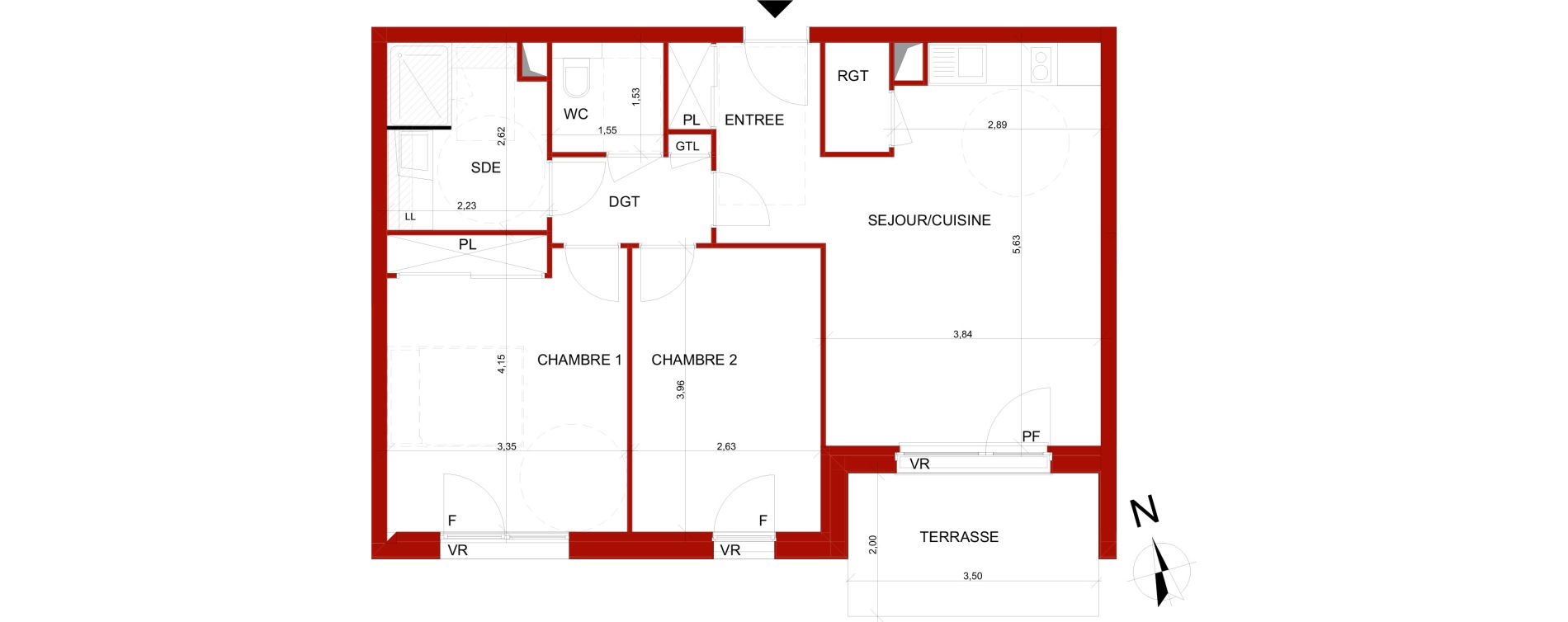 Appartement T3 meubl&eacute; de 60,71 m2 &agrave; B&eacute;thune Centre