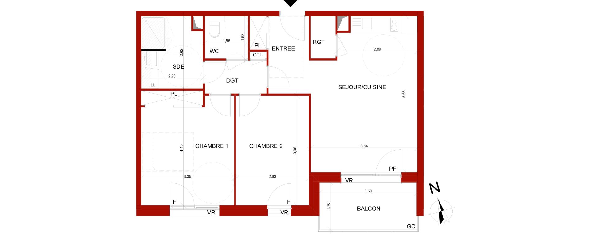Appartement T3 meubl&eacute; de 60,90 m2 &agrave; B&eacute;thune Centre