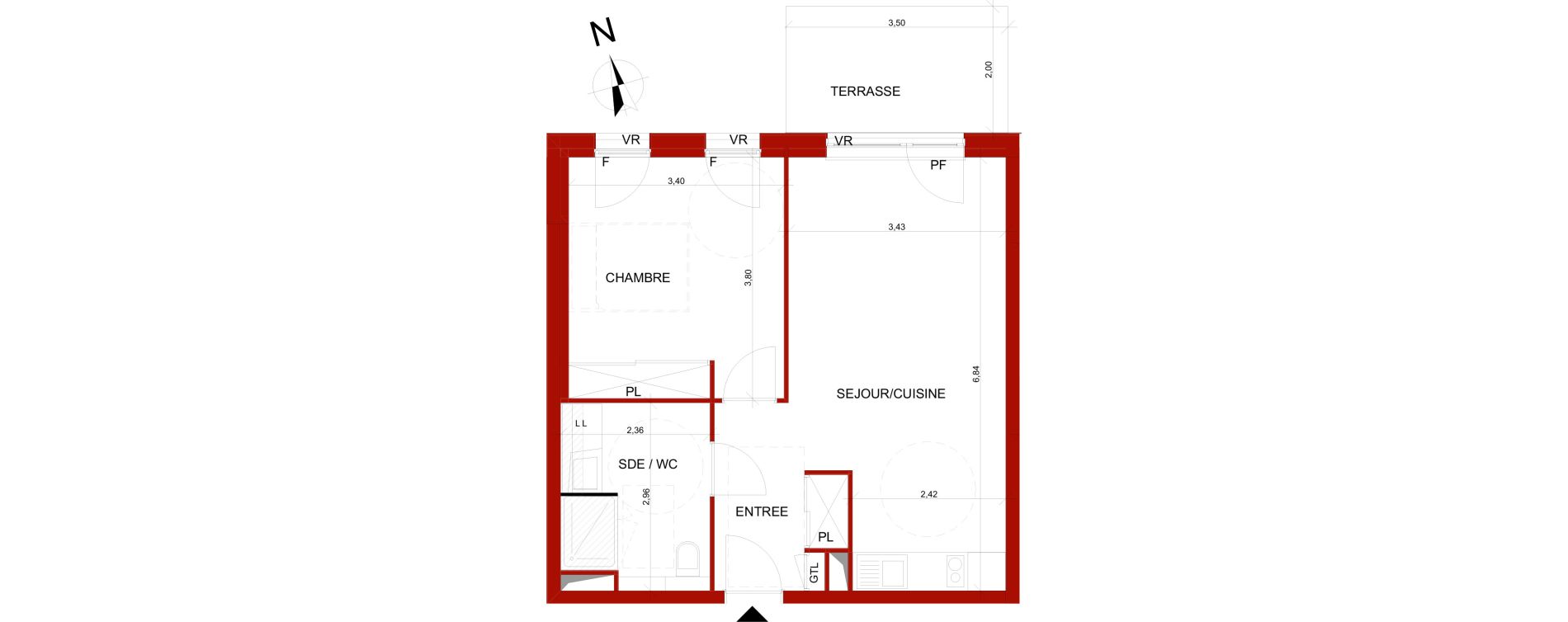 Appartement T2 meubl&eacute; de 45,59 m2 &agrave; B&eacute;thune Centre