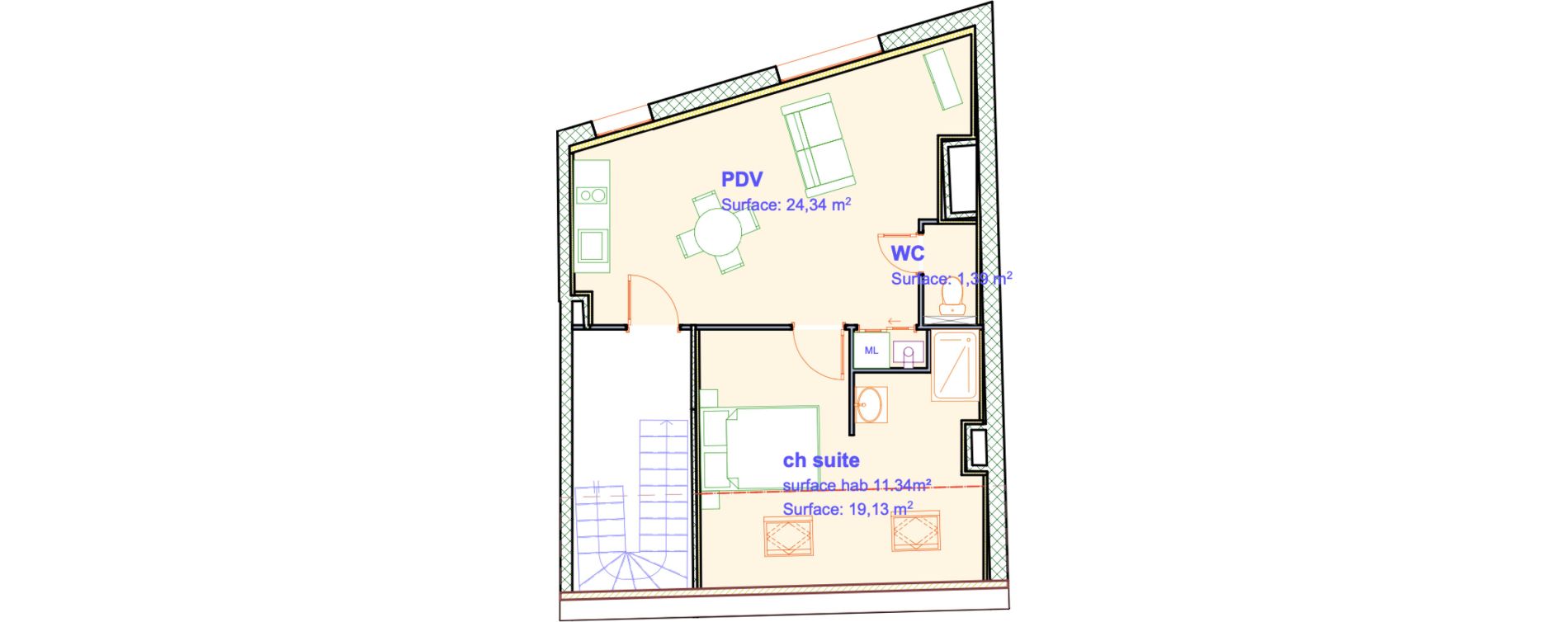 Appartement T2 de 37,07 m2 &agrave; Boulogne-Sur-Mer Vieille ville - dernier sou - vieil &acirc;tre