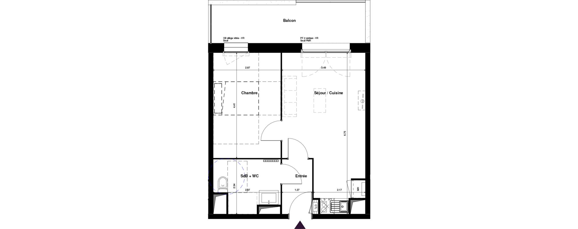 Appartement T2 de 40,64 m2 &agrave; Boulogne-Sur-Mer Eperon republique