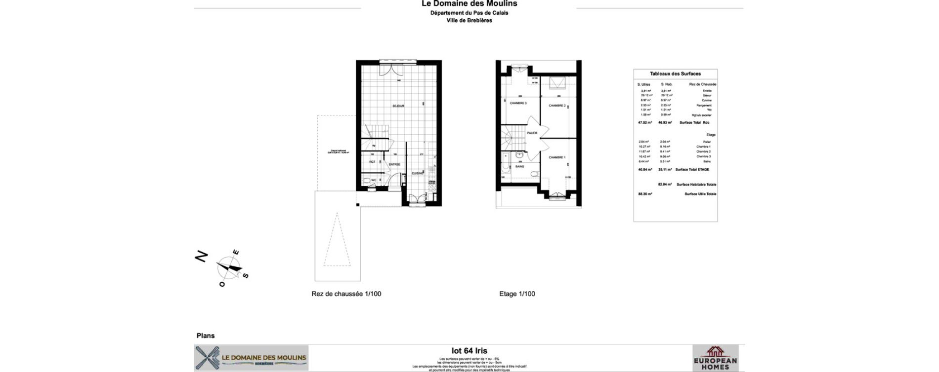 Maison T4 de 82,88 m2 &agrave; Brebi&egrave;res Centre
