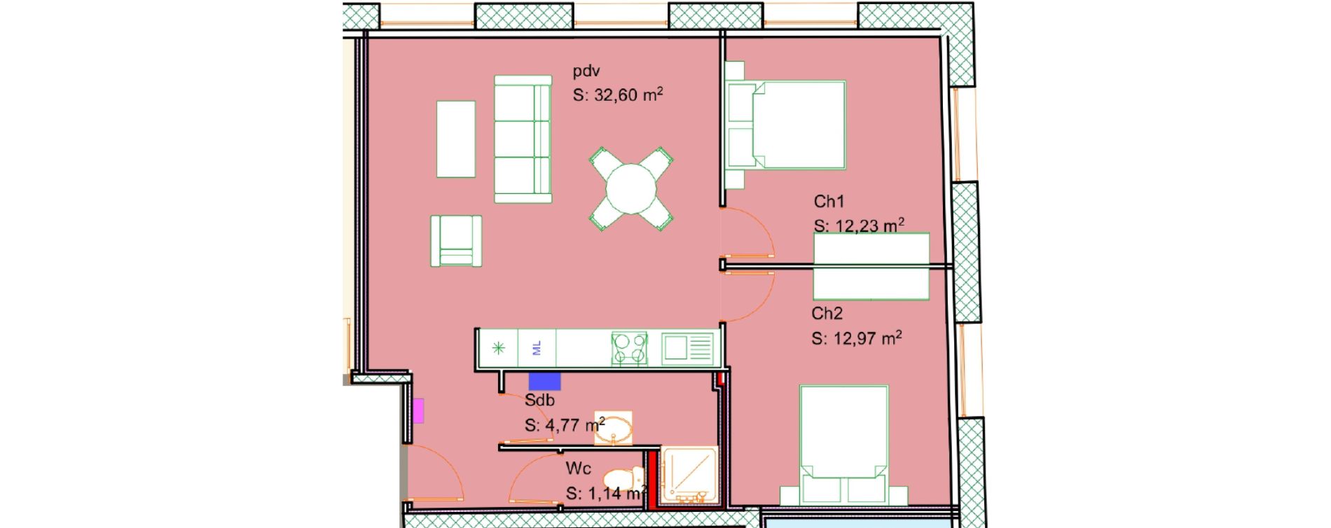 Appartement T3 de 63,71 m2 &agrave; Calais Centre