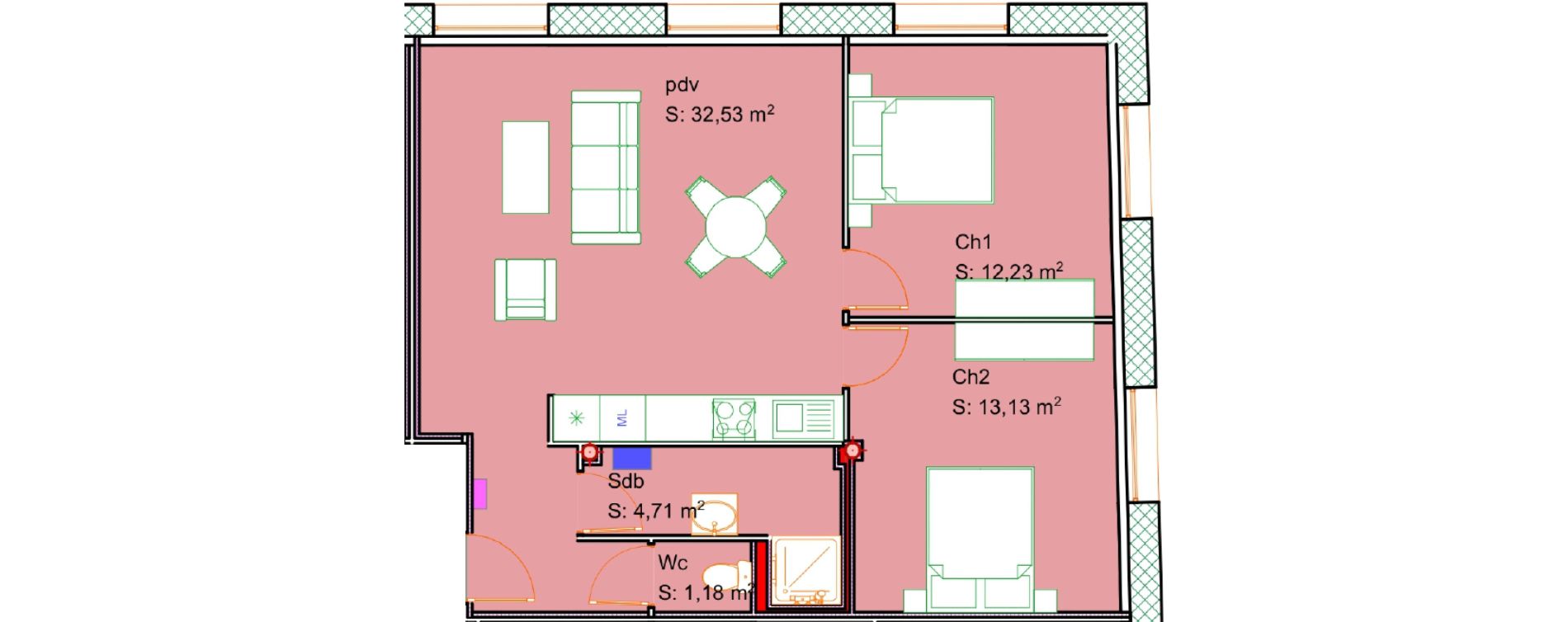 Appartement T3 de 63,78 m2 &agrave; Calais Centre