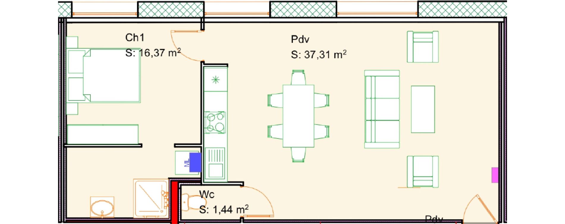 Appartement T2 de 55,12 m2 &agrave; Calais Centre