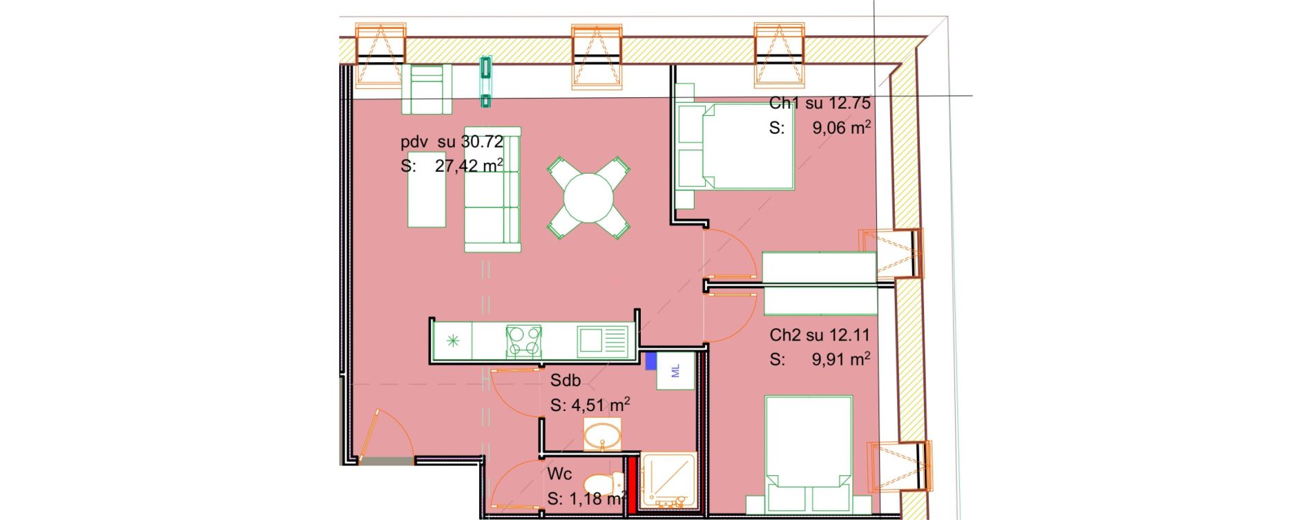 Appartement T3 de 52,08 m2 &agrave; Calais Centre