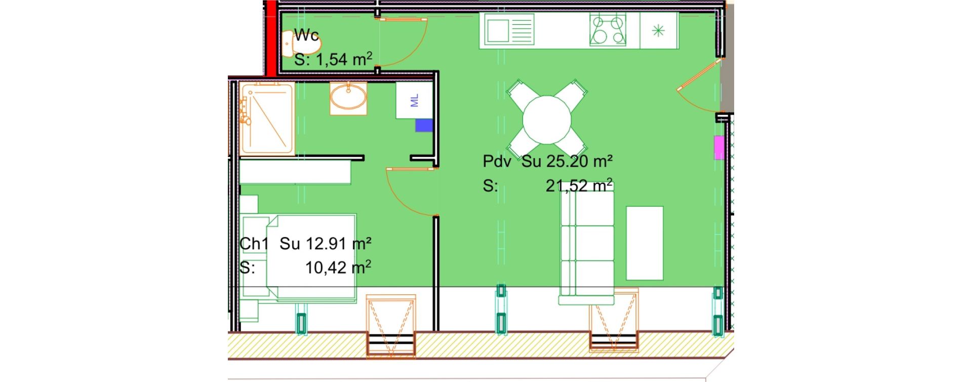 Appartement T2 de 33,48 m2 &agrave; Calais Centre