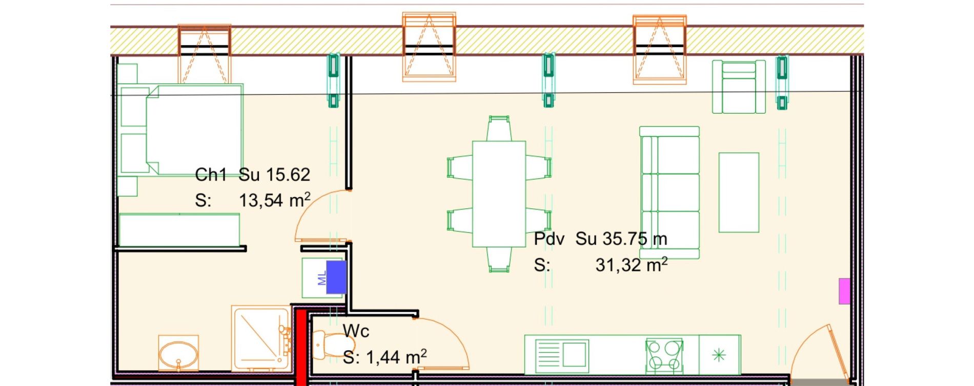 Appartement T2 de 46,30 m2 &agrave; Calais Centre