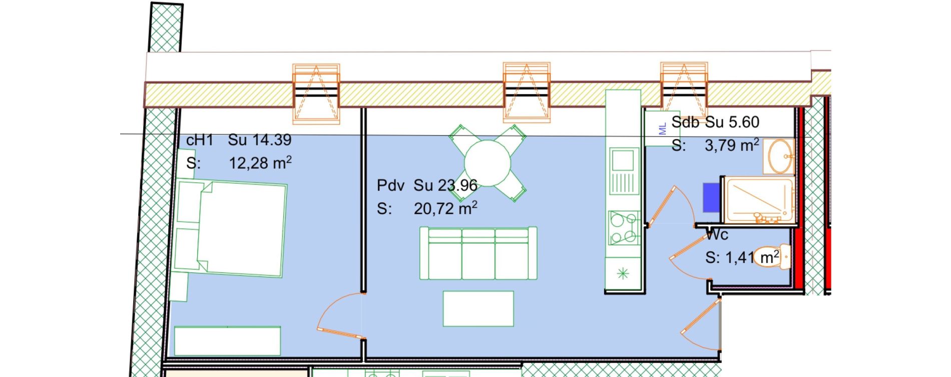 Appartement T2 de 38,20 m2 &agrave; Calais Centre