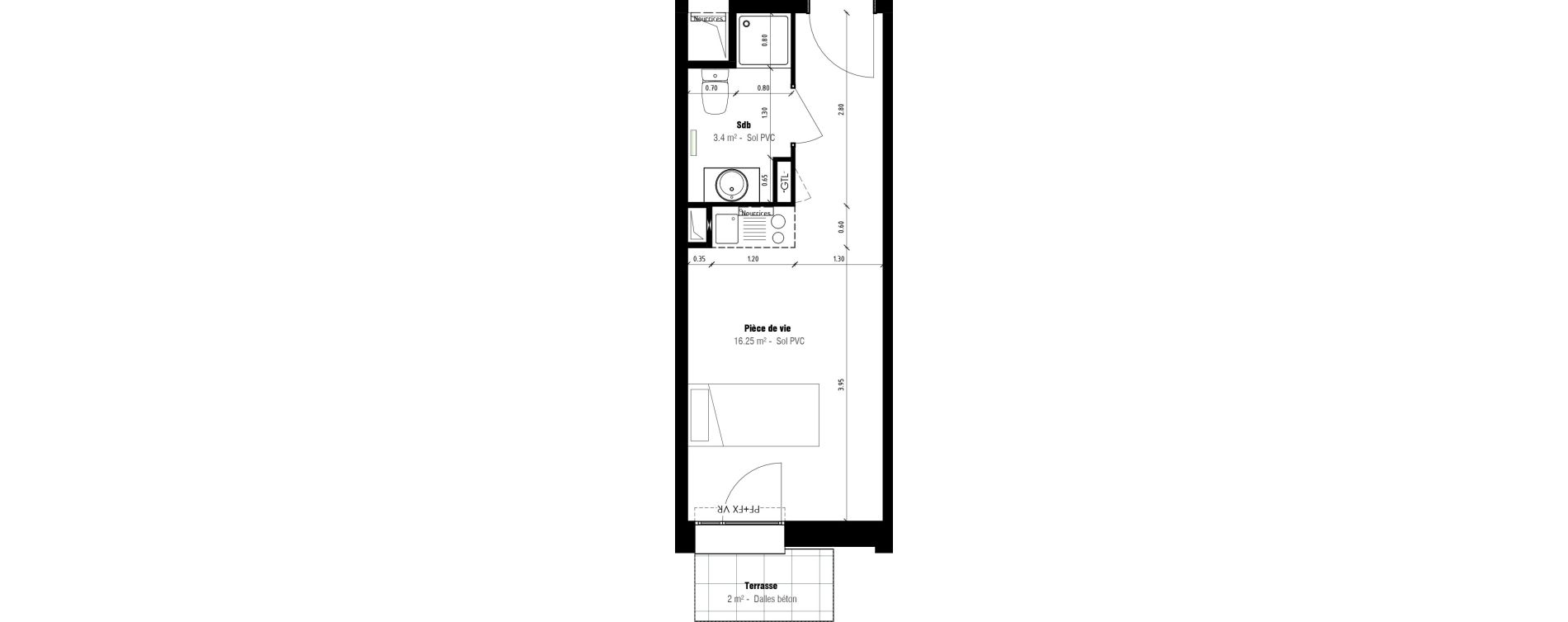 Appartement T1 meubl&eacute; de 19,65 m2 &agrave; Calais Beau marais