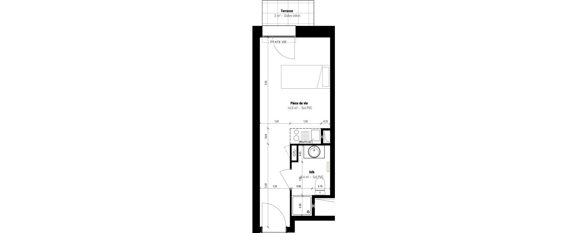 Appartement T1 meubl&eacute; de 18,30 m2 &agrave; Calais Beau marais