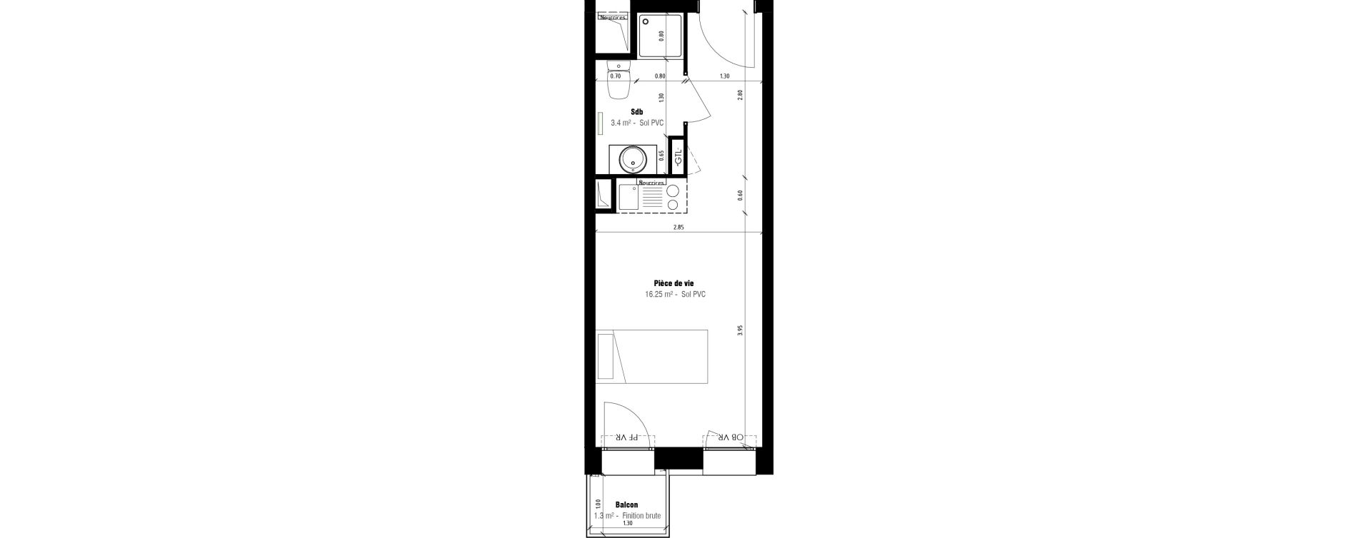 Appartement T1 meubl&eacute; de 19,65 m2 &agrave; Calais Beau marais