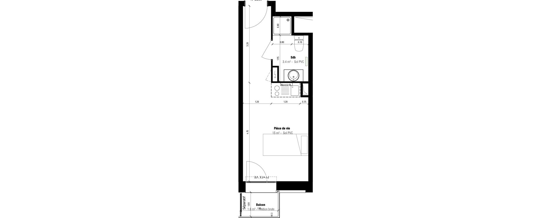 Appartement T1 meubl&eacute; de 18,40 m2 &agrave; Calais Beau marais