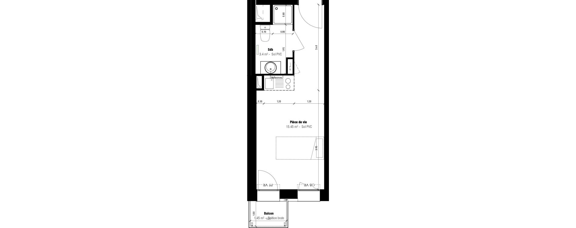 Appartement T1 meubl&eacute; de 18,85 m2 &agrave; Calais Beau marais