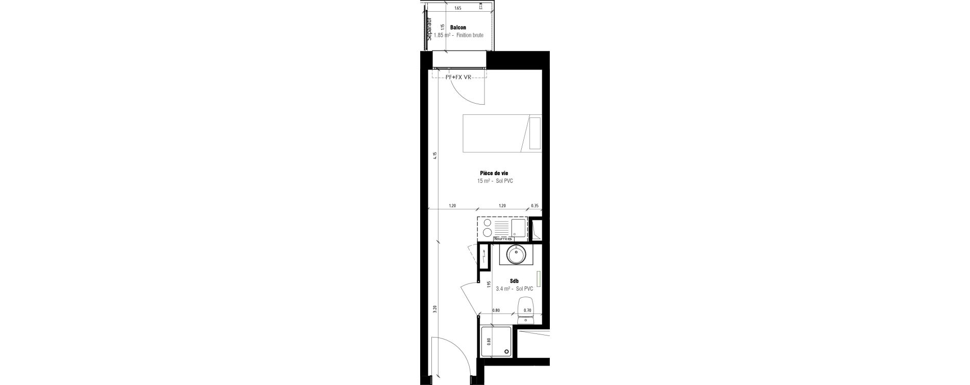 Appartement T1 meubl&eacute; de 18,40 m2 &agrave; Calais Beau marais