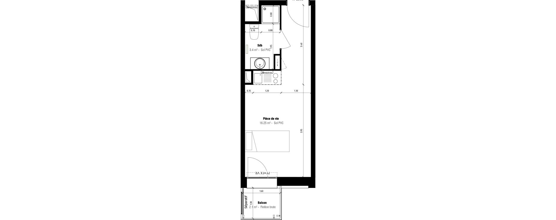 Appartement T1 meubl&eacute; de 19,65 m2 &agrave; Calais Beau marais