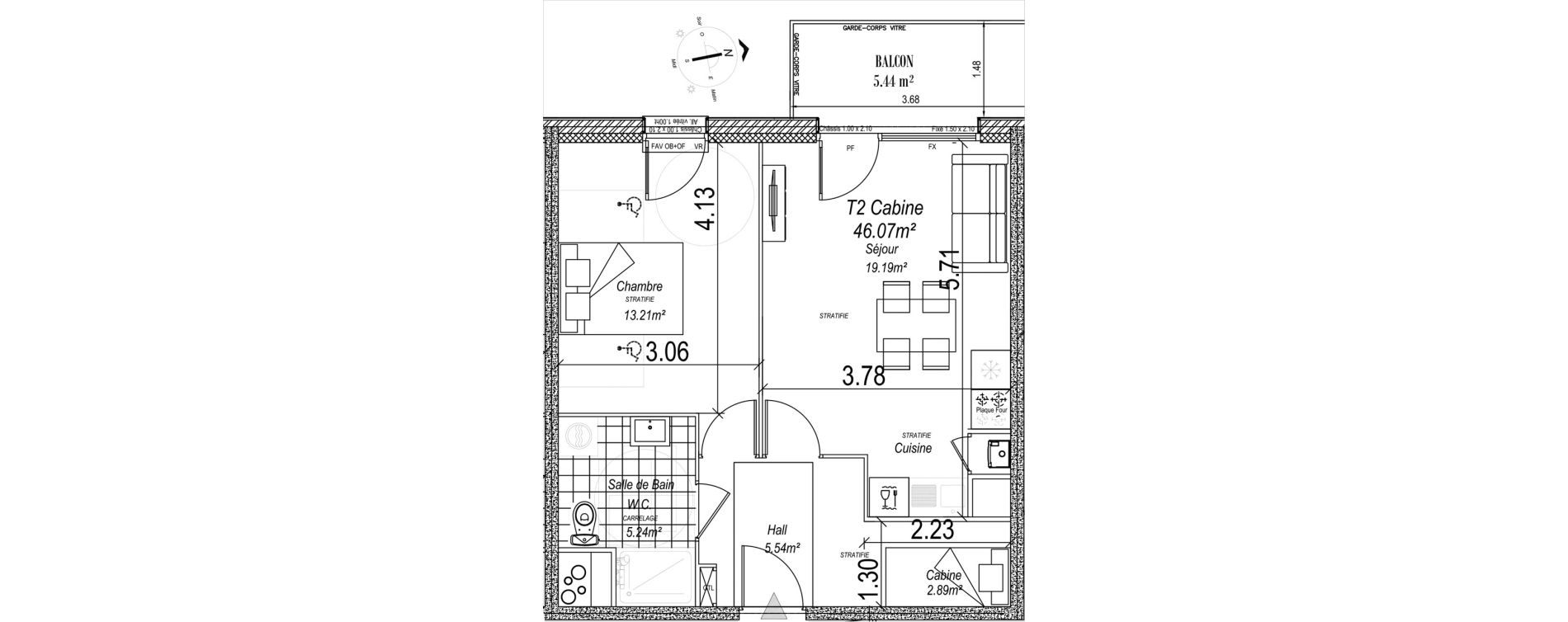 Appartement T2 de 46,07 m2 &agrave; Camiers Centre