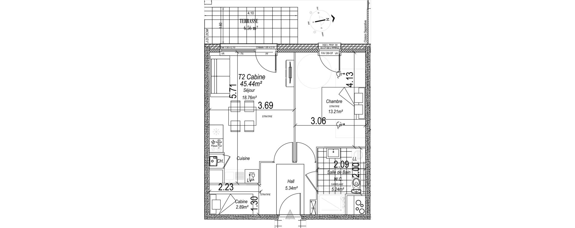 Appartement T2 de 45,44 m2 &agrave; Camiers Centre