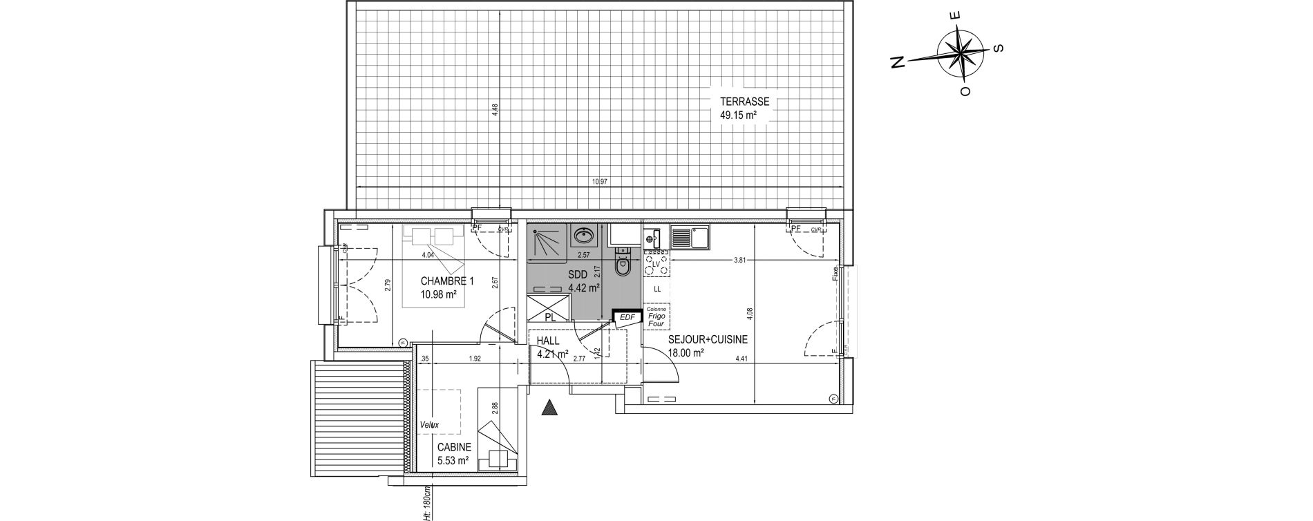Appartement T2 de 43,14 m2 &agrave; Camiers Centre