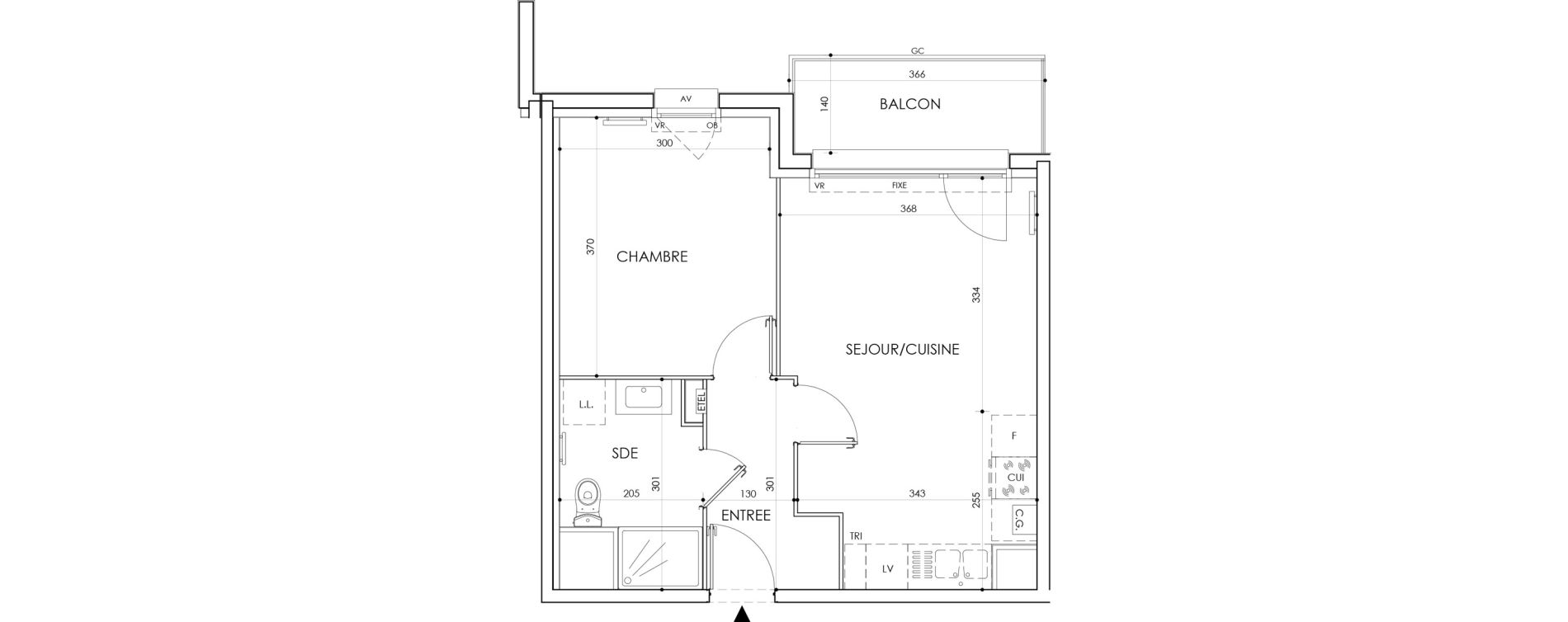 Appartement T2 de 40,75 m2 &agrave; Cucq Centre