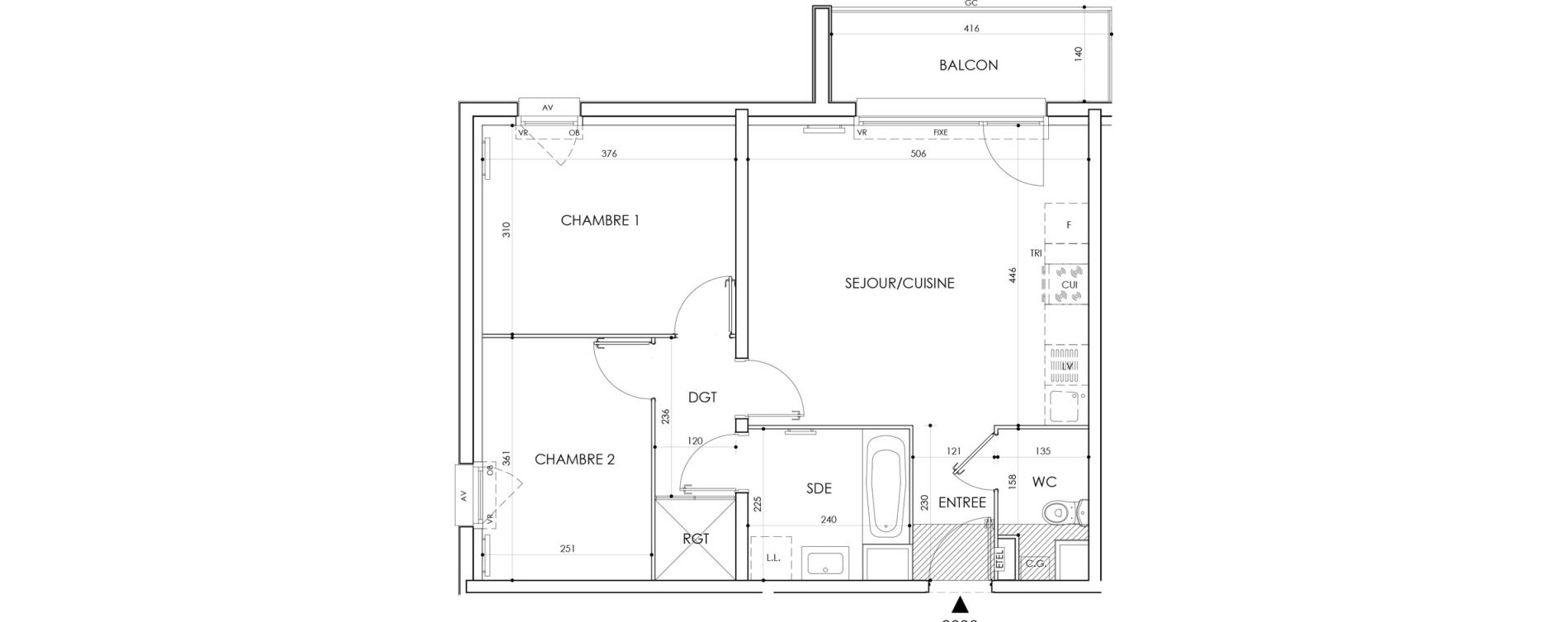 Appartement T3 de 57,75 m2 &agrave; Cucq Centre