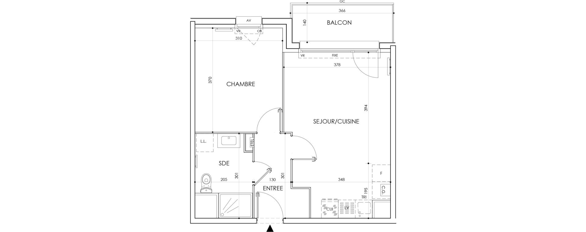 Appartement T2 de 41,45 m2 &agrave; Cucq Centre