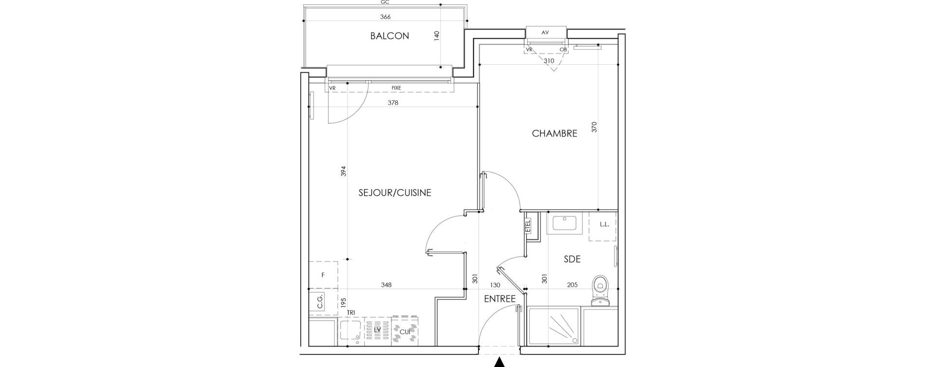 Appartement T2 de 41,45 m2 &agrave; Cucq Centre