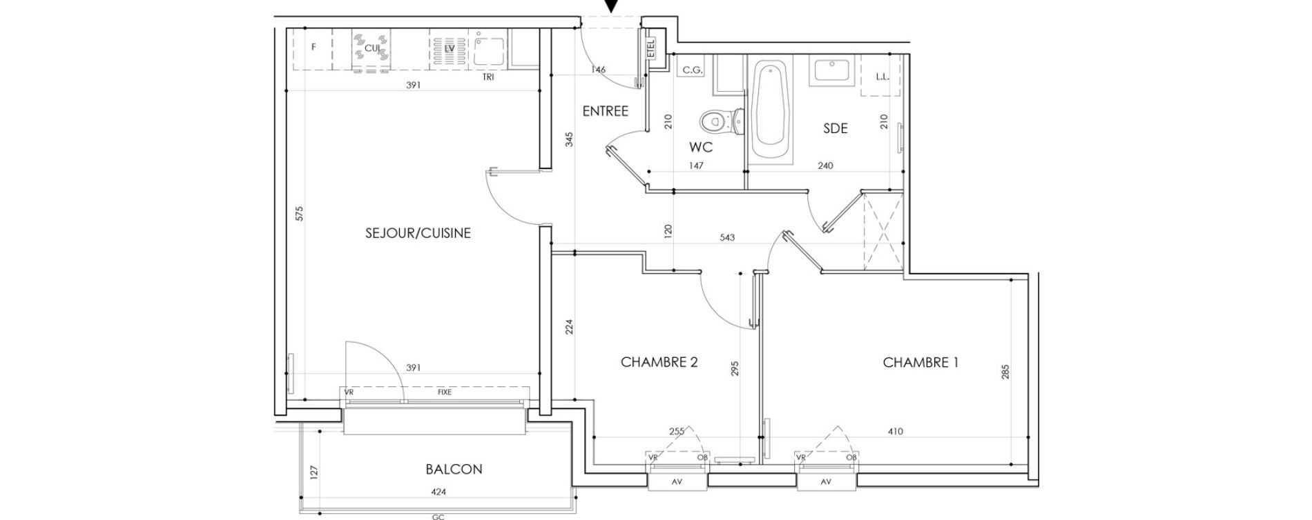 Appartement T3 de 60,75 m2 &agrave; Cucq Centre