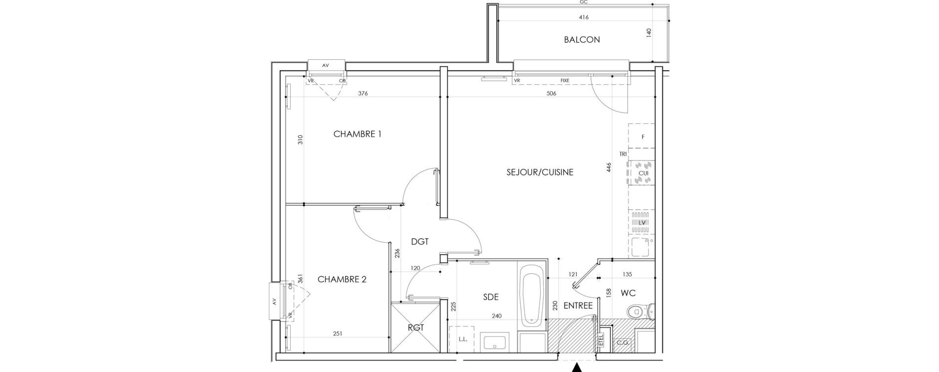 Appartement T3 de 57,75 m2 &agrave; Cucq Centre