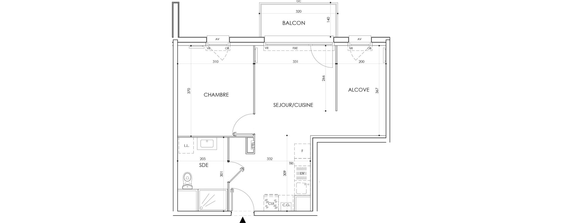 Appartement T2 de 45,85 m2 &agrave; Cucq Centre