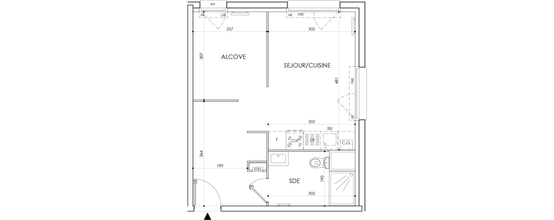 Studio de 36,60 m2 &agrave; Cucq Centre