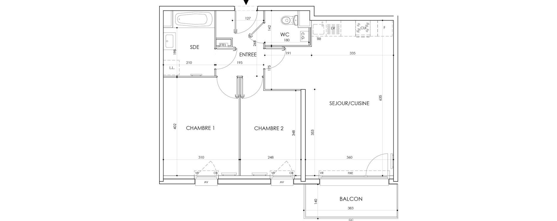 Appartement T3 de 59,70 m2 &agrave; Cucq Centre