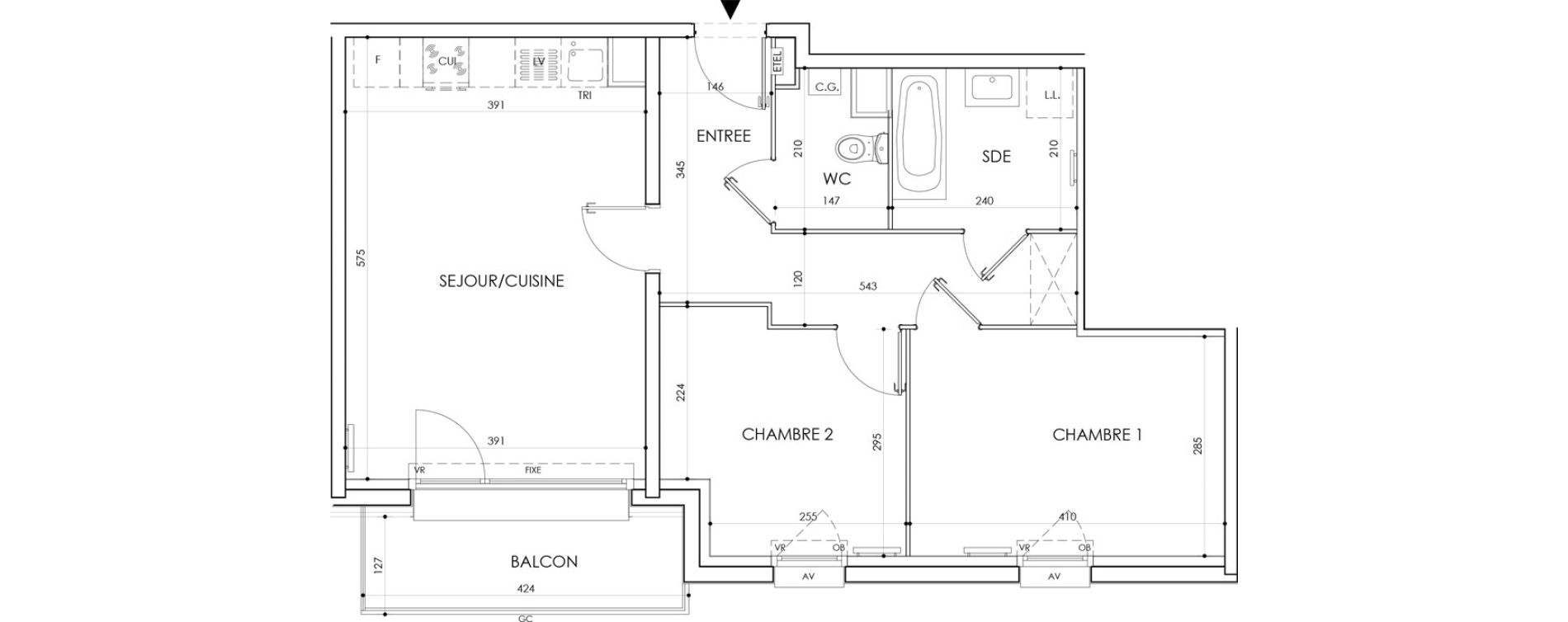 Appartement T3 de 60,75 m2 &agrave; Cucq Centre