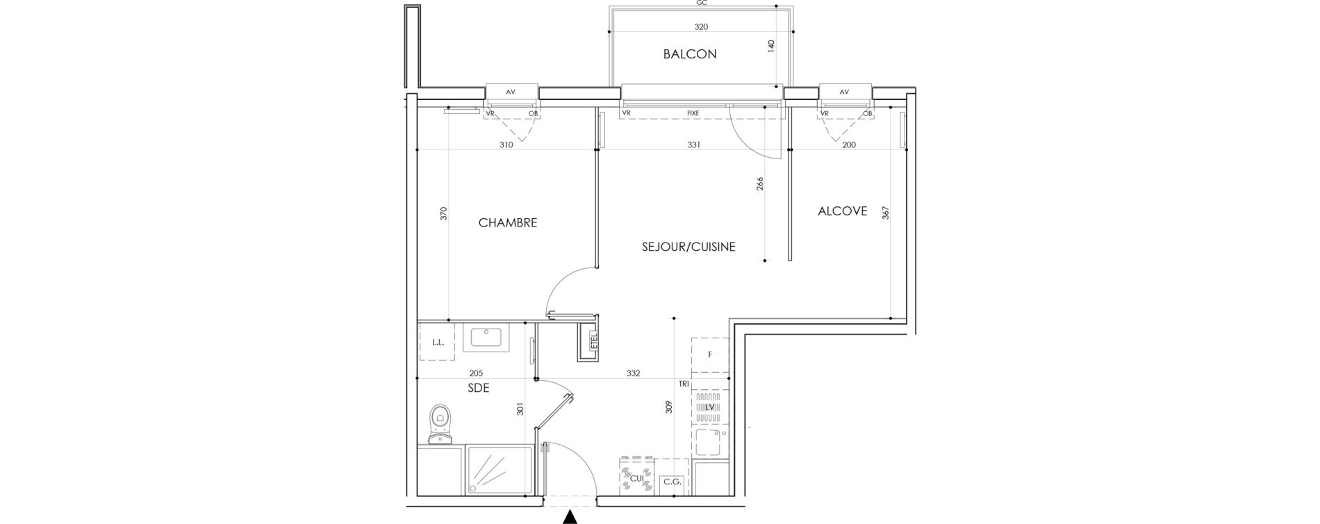 Appartement T2 de 45,85 m2 &agrave; Cucq Centre