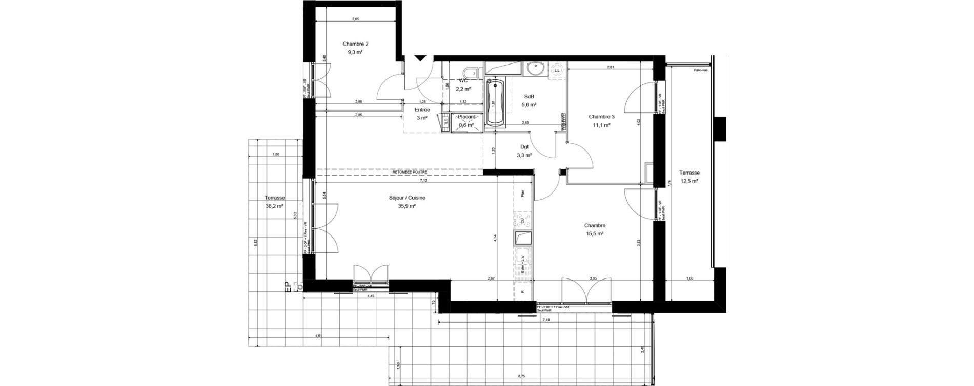 Appartement T4 de 86,40 m2 &agrave; Cucq Stella plage