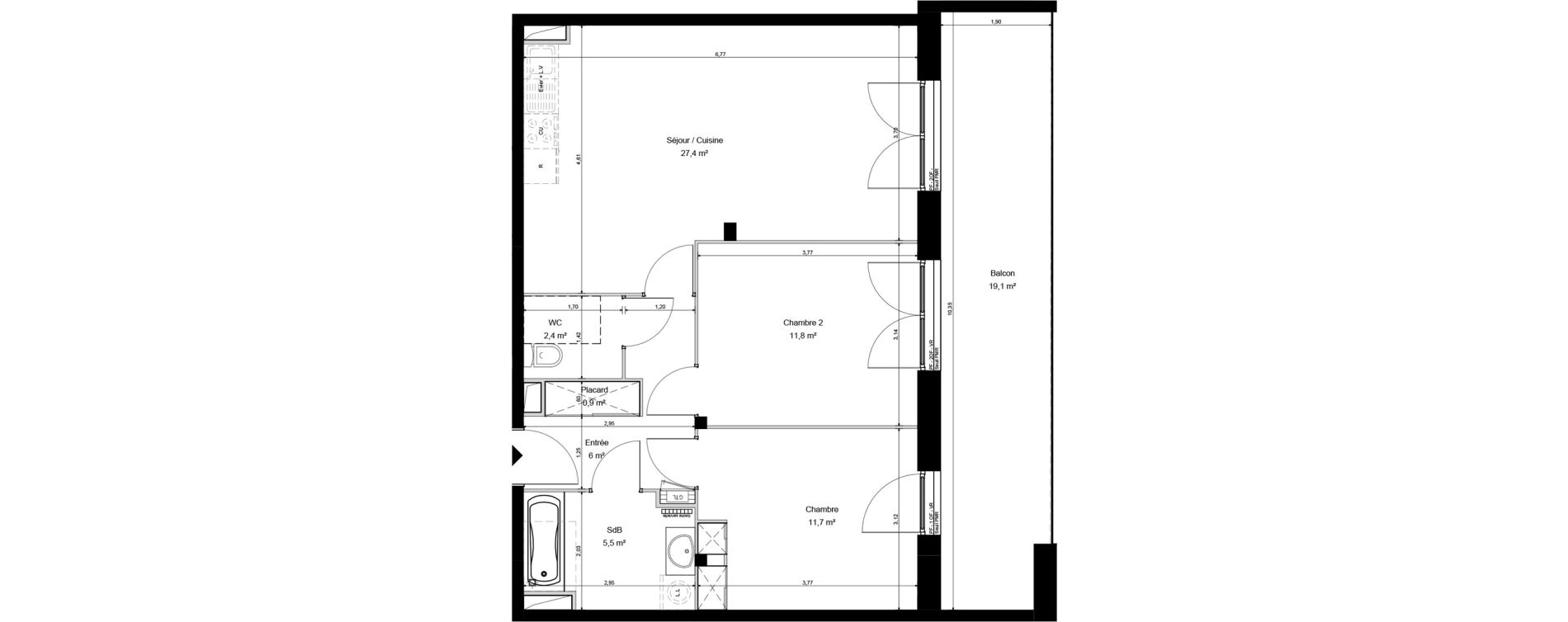 Appartement T3 de 65,70 m2 &agrave; Cucq Stella plage