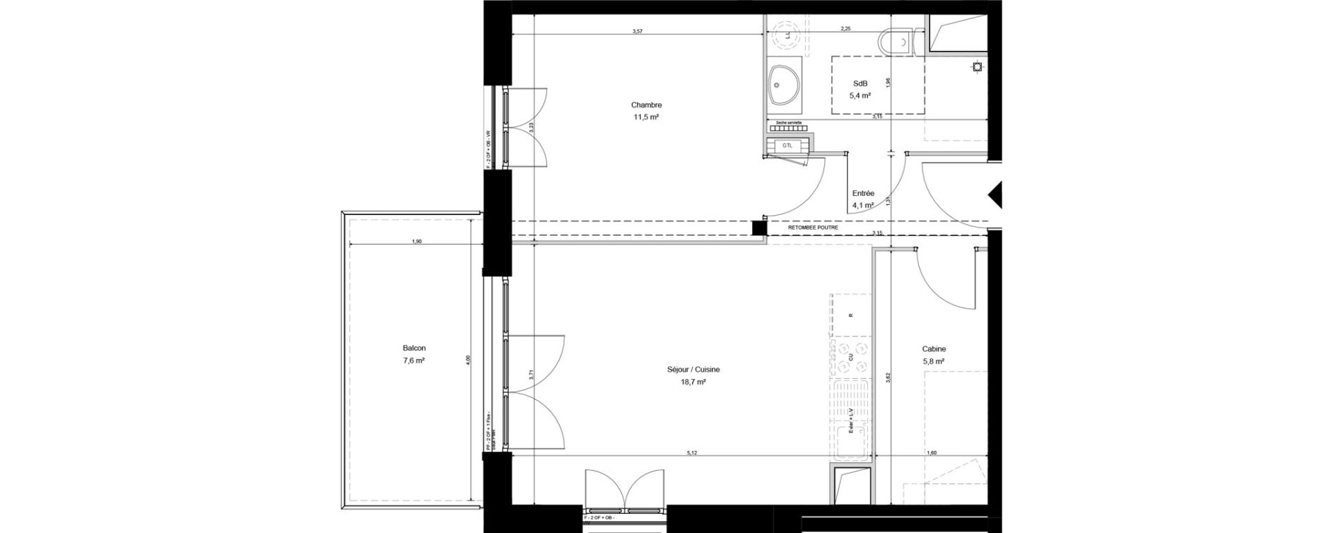 Appartement T2 de 45,50 m2 &agrave; Cucq Stella plage