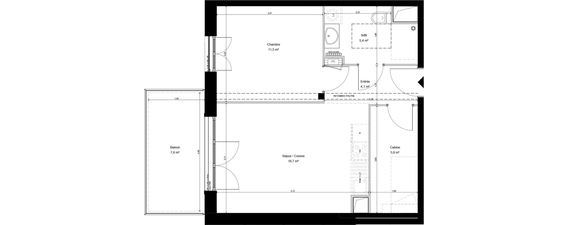 Appartement T2 de 45,50 m2 &agrave; Cucq Stella plage