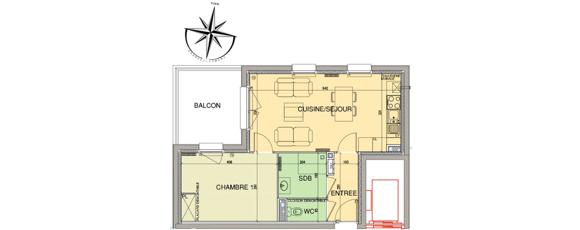 Appartement T2 de 41,90 m2 &agrave; Cucq Stella plage