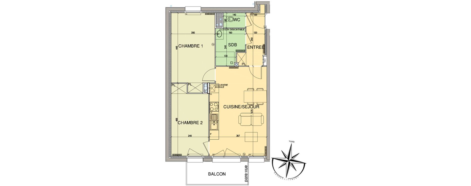 Appartement T3 de 54,10 m2 &agrave; Cucq Stella plage