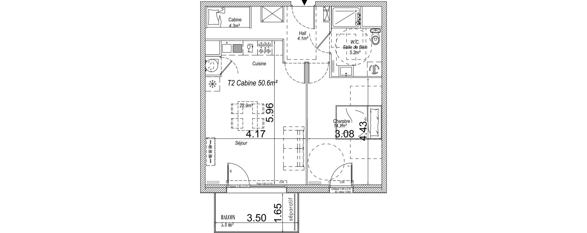 Appartement T2 de 50,60 m2 &agrave; Cucq Centre